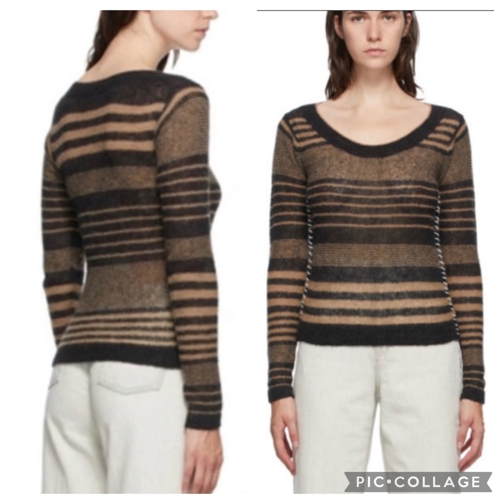 Acne Striped Black and Tan Sweater